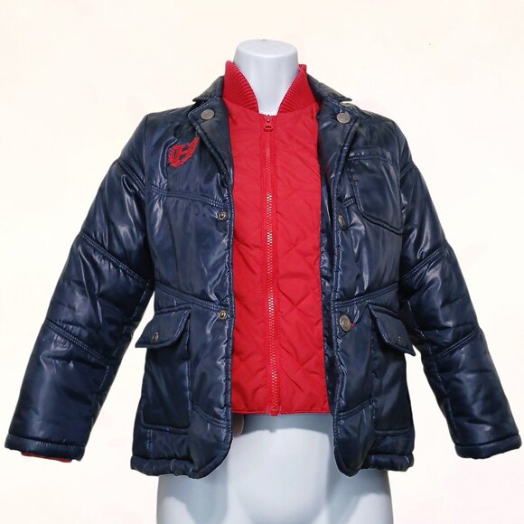 Tommy Hilfiger Big Kids NavyBlue Double Layer Puffer/Quilted Winter Jacket S8/12 - Picture 1 of 16